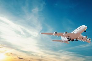 Plane floating sky preparing land station