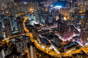 Wong Tai Sin at night, Kowloon, Hong Kong
