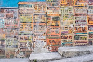 Street art painting graffiti on the wall on Hollywood Road, Hong Kong Island