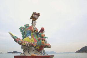 Colorful mosaic taoist temple, Kwun Yam Shrine on Repulse bay, Hong Kong Island