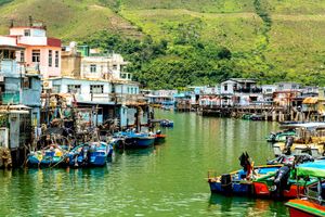 Old houses standing in water, Tai-O Fishing Village, Lantau Island, Hong Kong