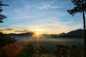Sunset mountain view in Alishan National Forest Recreation, Chiayi, Taiwan