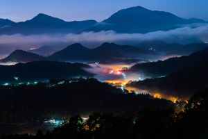 Mountain village at twilight scenery, Yuchi, Nantou, Taiwan