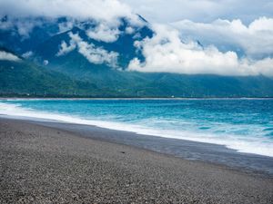 Beach with mountains in the background, Hualien, Taiwan