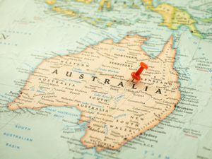 Pinned Australia on world map