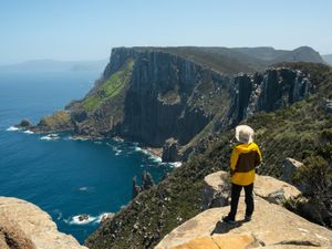 Trekking in Tasman Peninsula, Tasmania, Australia.