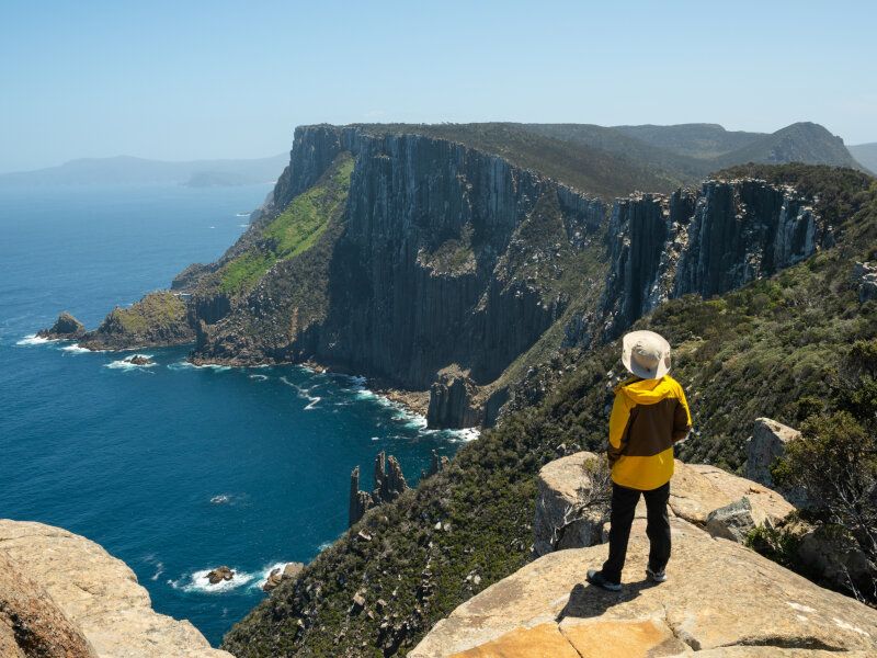 Trekking in Tasman Peninsula, Tasmania, Australia.
